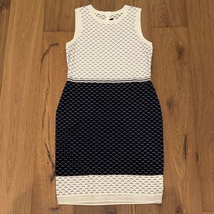St. John Navy and White Sheath Dress